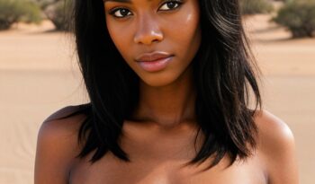 an image of an attractive black woman in the desert